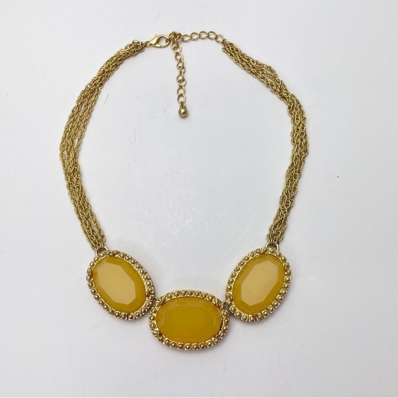 CHOKER Style Gold Tone and Yellow Stone Cabochons - Picture 4 of 5